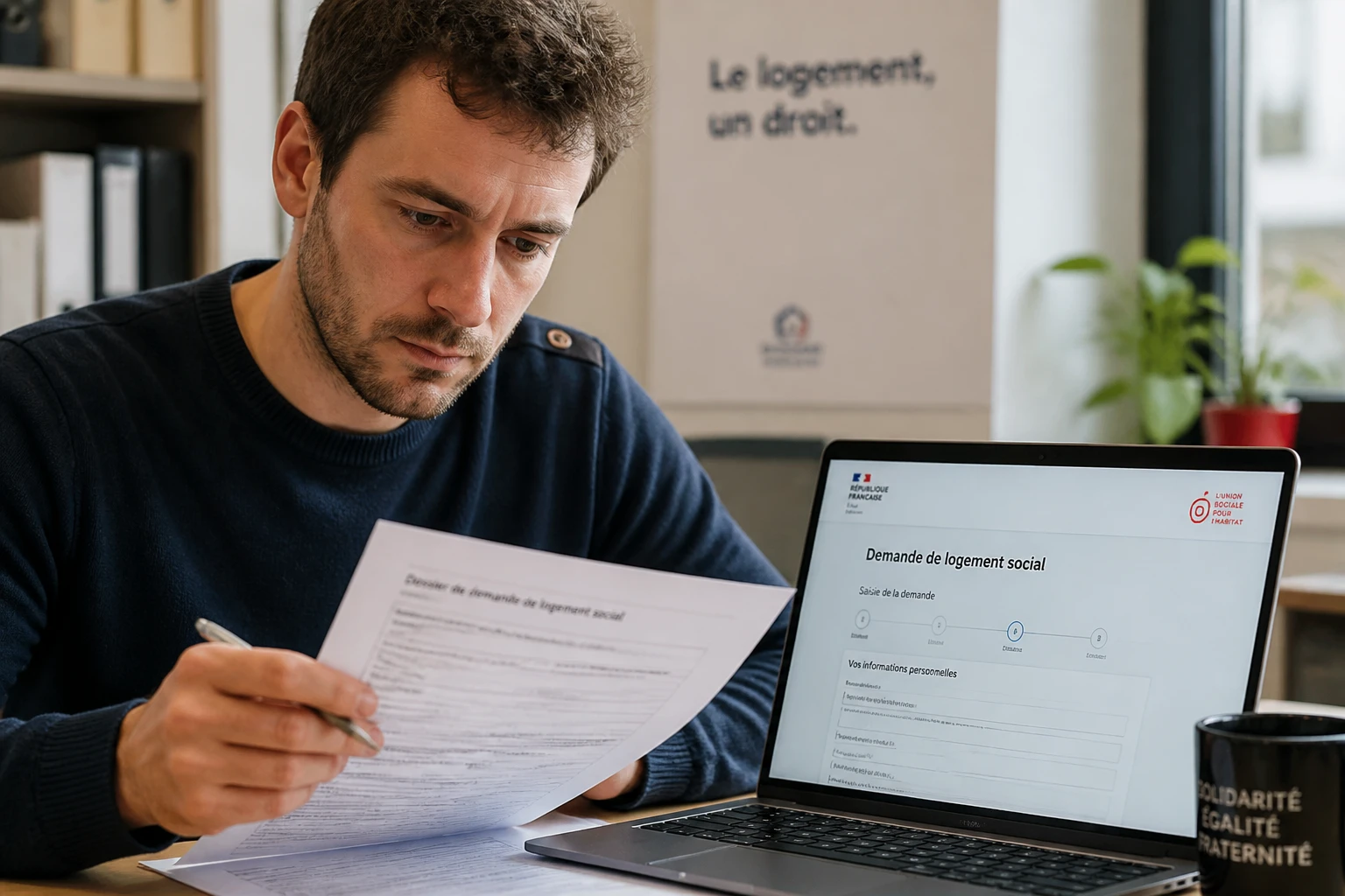 Salarié consultant un formulaire Action Logement sur ordinateur pour obtenir son code entreprise