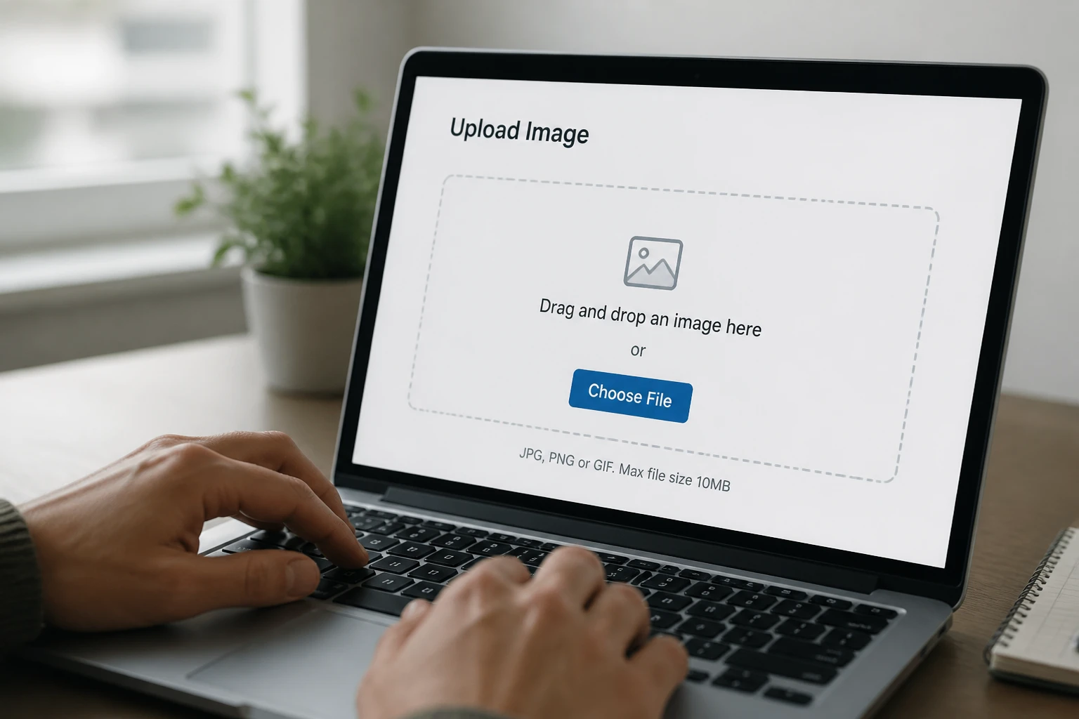 Interface d'un hébergeur d'images en ligne affiché sur un écran d'ordinateur portable